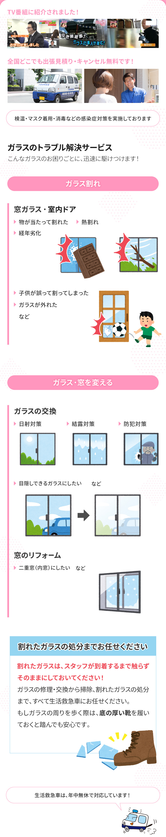 ガラスのトラブル解決サービス