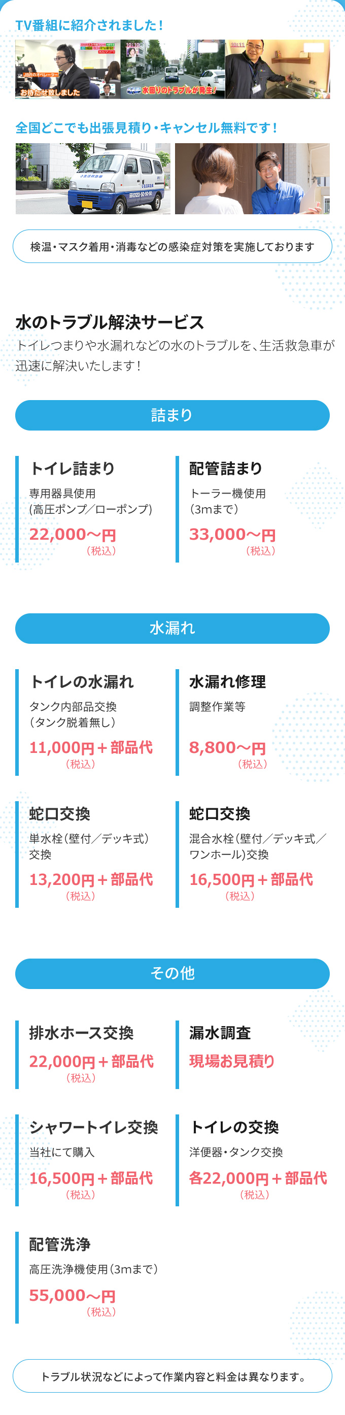 水まわりのトラブル解決サービス